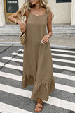 Ruffled-Shoulder Flowy Maxi Dress