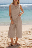 Striped Sleeveless Pants Set