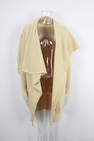 Draped Open-Front Long Cardigan
