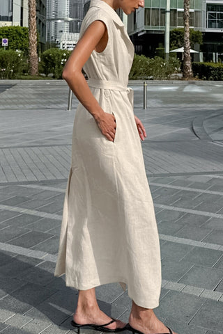 Sleeveless Tie-Waist Casual Dress