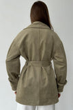 Belted Suede-Look Trench Coat