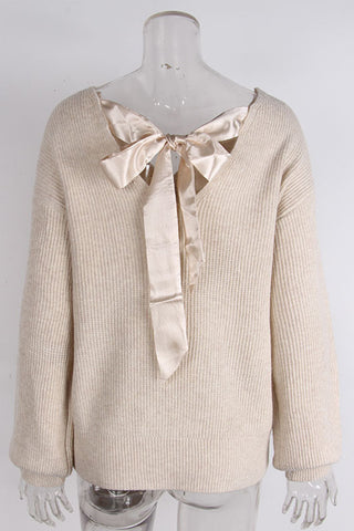 Bow-Back Sweater with Elegant Detailing