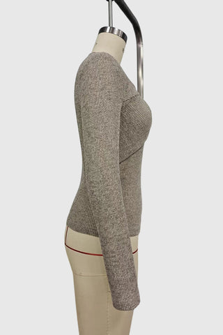 Stylish Ribbed Knot Detail Blouse