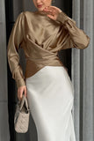 Elegant Satin Draped Blouse