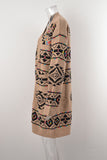 Geometric Pattern Open-Front Cardigan
