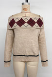 Off-Shoulder Argyle Knit Sweater