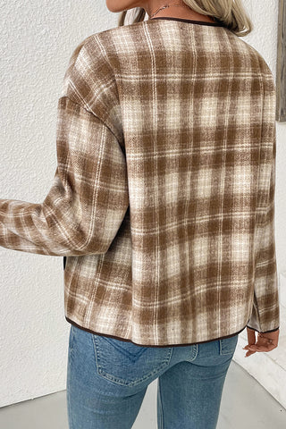 Plaid Button-Front Blazer Jacket
