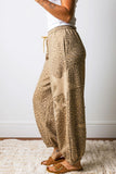 Leopard Star Patched Drawstring Jogger Pants
