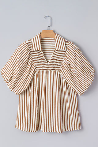 Striped Puff Sleeve Blouse
