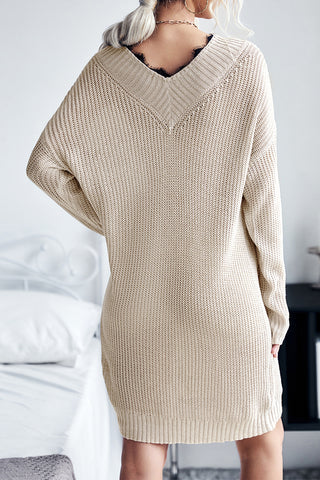V-Neck Knit Casual Dress