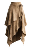Draped Layered Asymmetric Midi Skirt