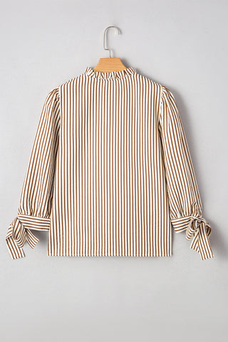 Striped Tie-Sleeve Blouse