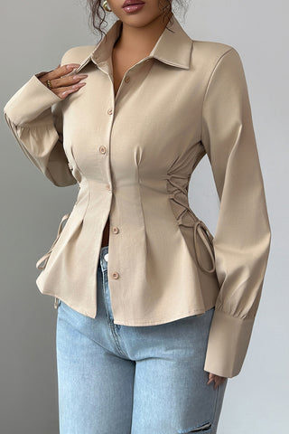 Tailored Button-Front Blouse