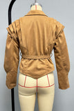 Pleated Shoulder Belted Blazer