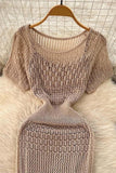 Open Knit Maxi Dress with Inner Slip