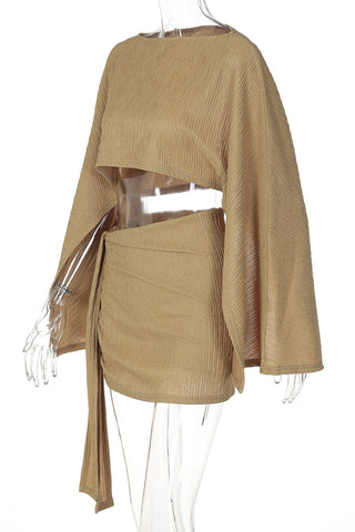 Elegant Wide-Sleeve Skirt Set