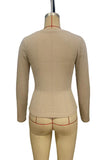 V-Neck Long Sleeve Ribbed Top