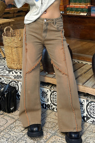 Distressed Wide-Leg Casual Pants