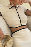 Chic Two-Piece Skirt Set with Collar