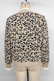 Leopard Print Sweater with Ruffled Cuffs
