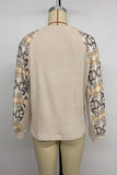 Patterned Sleeve Ribbed T-Shirt