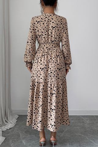 Polka Dot Midi Dress with Waist Tie