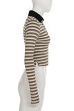 Striped Long Sleeve Polo Top