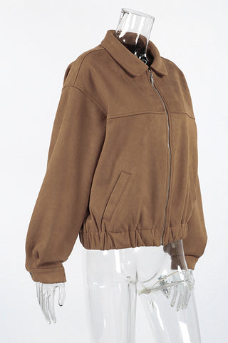 Zip-Front Casual Bomber Jacket