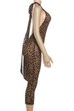 Halter Neck Leopard Print Jumpsuit