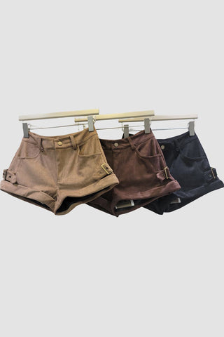 Stylish Folded-Hem Casual Shorts