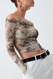 Off-Shoulder Ruched Long Sleeve Top
