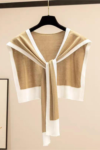 Elegant Contrast Trim Knit Shrug