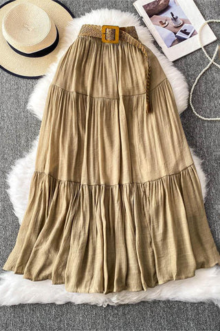 Tiered Maxi Skirt with Belt
