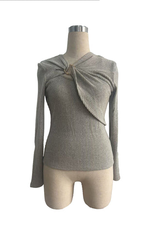 Draped Cut-Out Knot Detail Blouse
