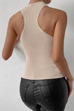 Sleek High-Neck Ribbed Tank Top
