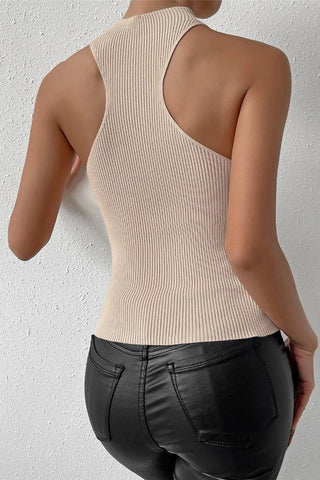 Sleek High-Neck Ribbed Tank Top