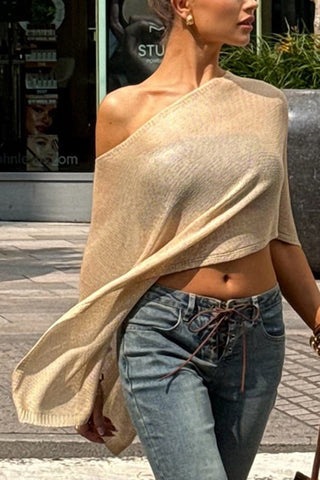 Asymmetric One-Shoulder Knit Top