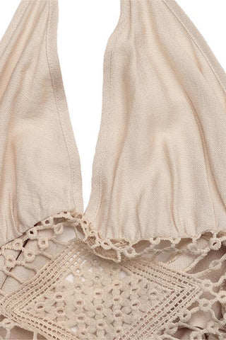 Halter Maxi Dress with Crochet Detail