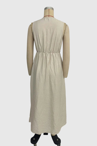 Sleeveless Button-Detail Casual Dress