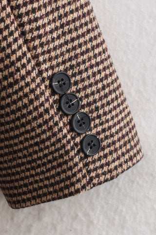 Double-Breasted Houndstooth Blazer