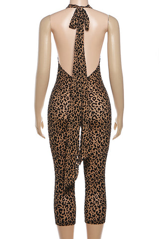 Halter Neck Leopard Print Jumpsuit