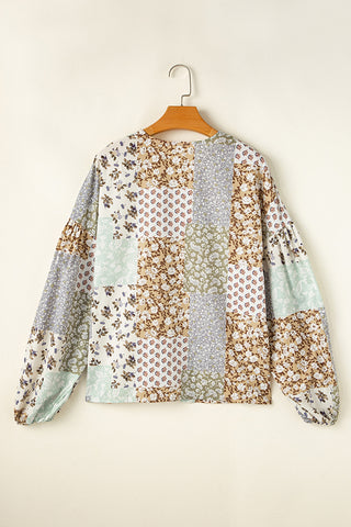 Floral Patchwork Blouse with Button Detail