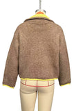 Fuzzy Zip-Up Jacket with High Collar