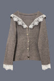 Lace-Trim Button Cardigan