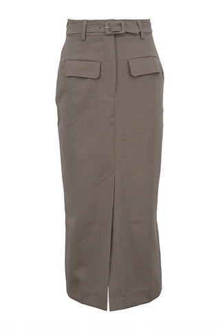 Belted High-Waist Skirt