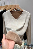 V-Neck Ribbed Top with Soft Lining