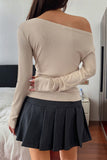 Off-Shoulder Ruched Long Sleeve Top