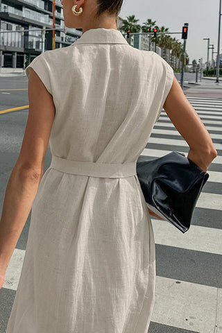 Sleeveless Tie-Waist Casual Dress
