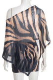 Asymmetrical Zebra-Print Skirt Set