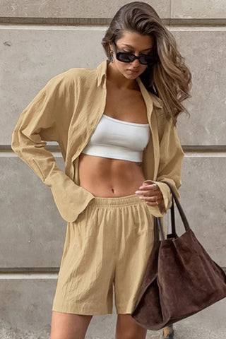 Relaxed Button-Front Short Set